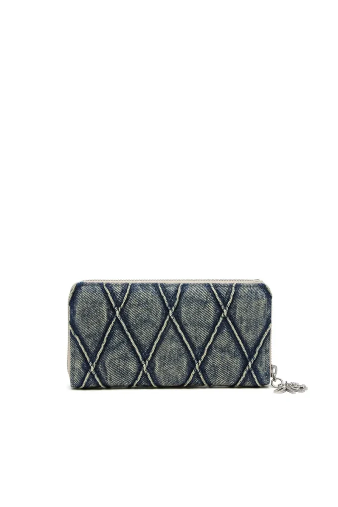 charm-d continental zip l Zip wallet in Argyle quilted denim