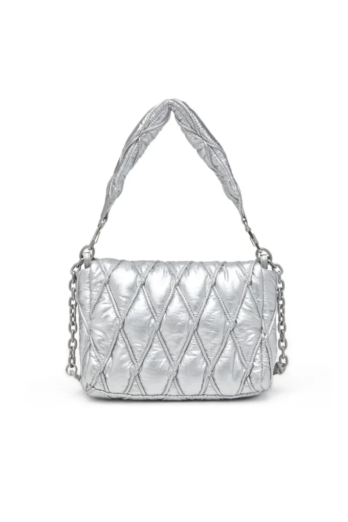 charm-d shoulder m Charm-D M-Shoulder bag in quilted metallic nylon