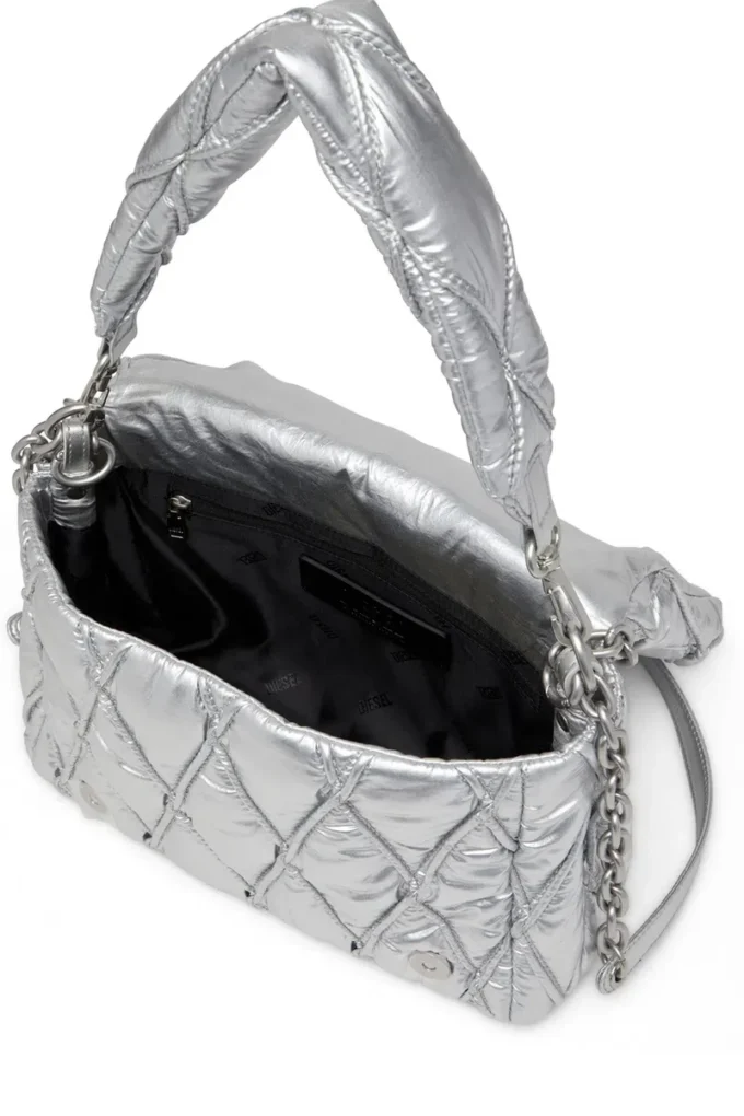 charm-d shoulder m Charm-D M-Shoulder bag in quilted metallic nylon