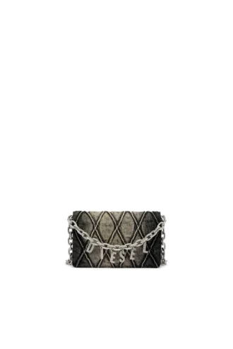 charm-d wallet strap Wallet purse in argyle quilted denim