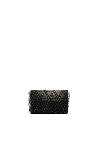 charm-d wallet strap Wallet purse in argyle quilted denim