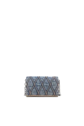 charm-d wallet strap Wallet purse in argyle quilted denim