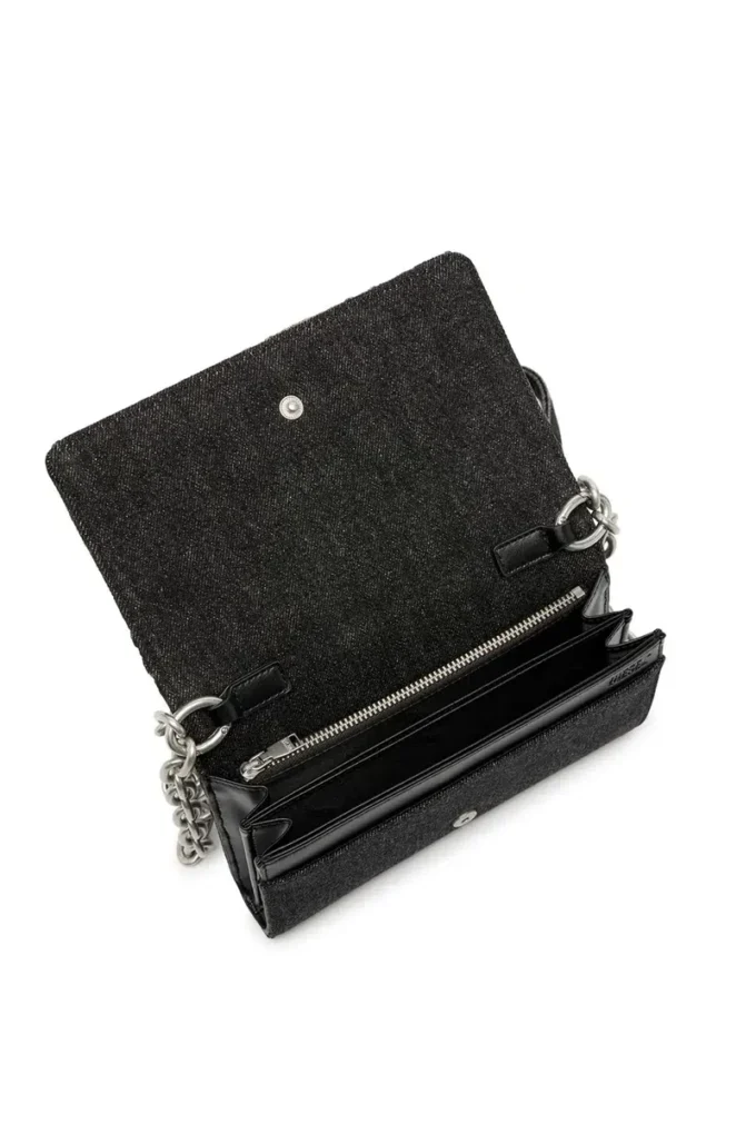 charm-d wallet strap Wallet purse in argyle quilted denim