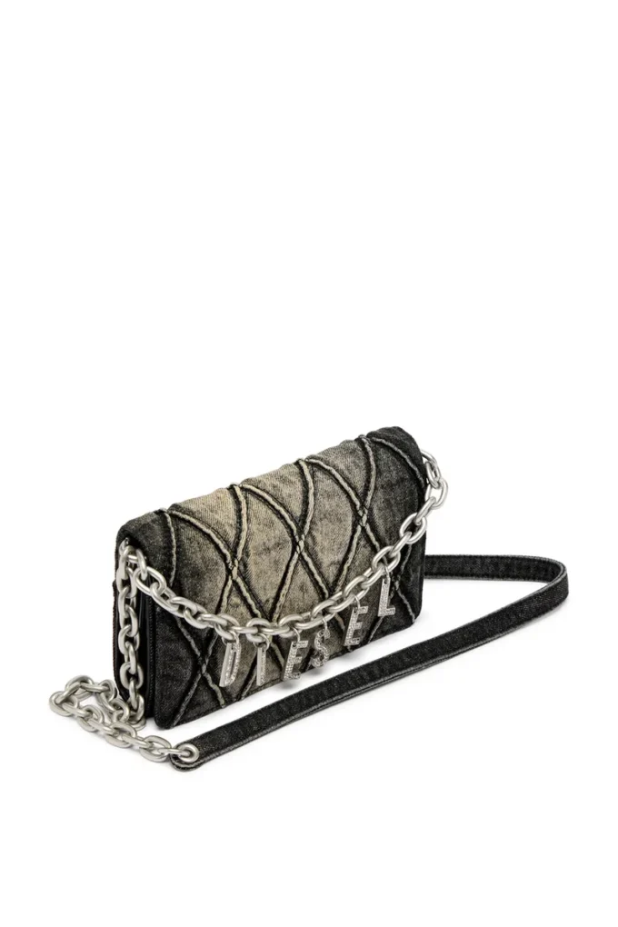 charm-d wallet strap Wallet purse in argyle quilted denim