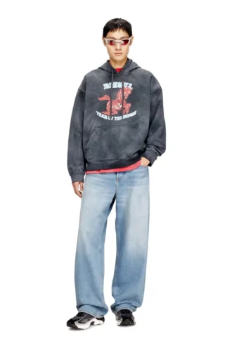 cl-s-boxt-hood-horse Hoodie tie-dye with horse graphic print
