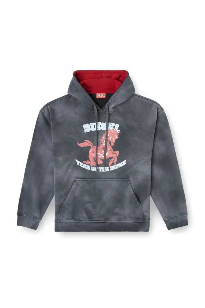 cl-s-boxt-hood-horse Hoodie tie-dye with horse graphic print