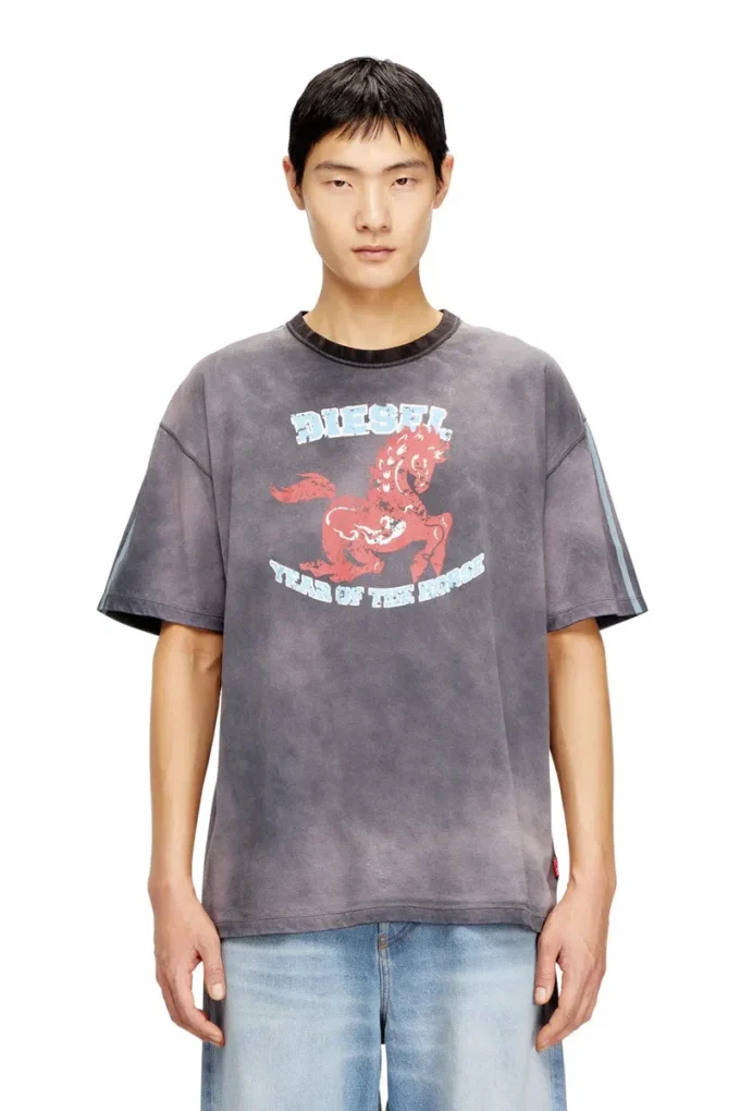 cl-t-boxt-horse Cotton T-shirt with horse graphic print