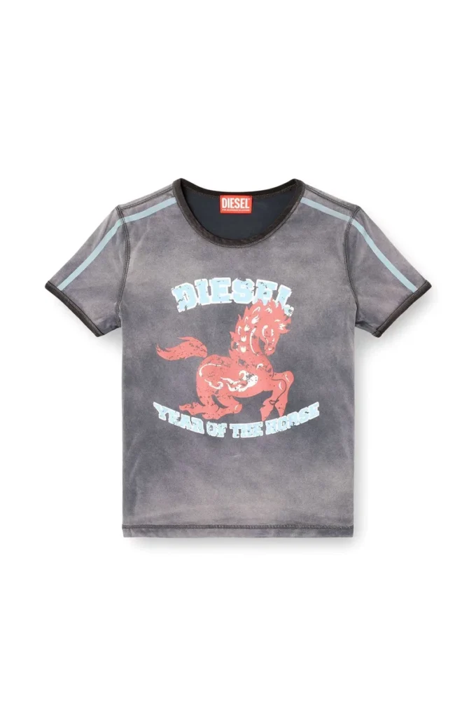 cl-t-uncutie-horse Cotton stretch T-shirt with horse graphic print