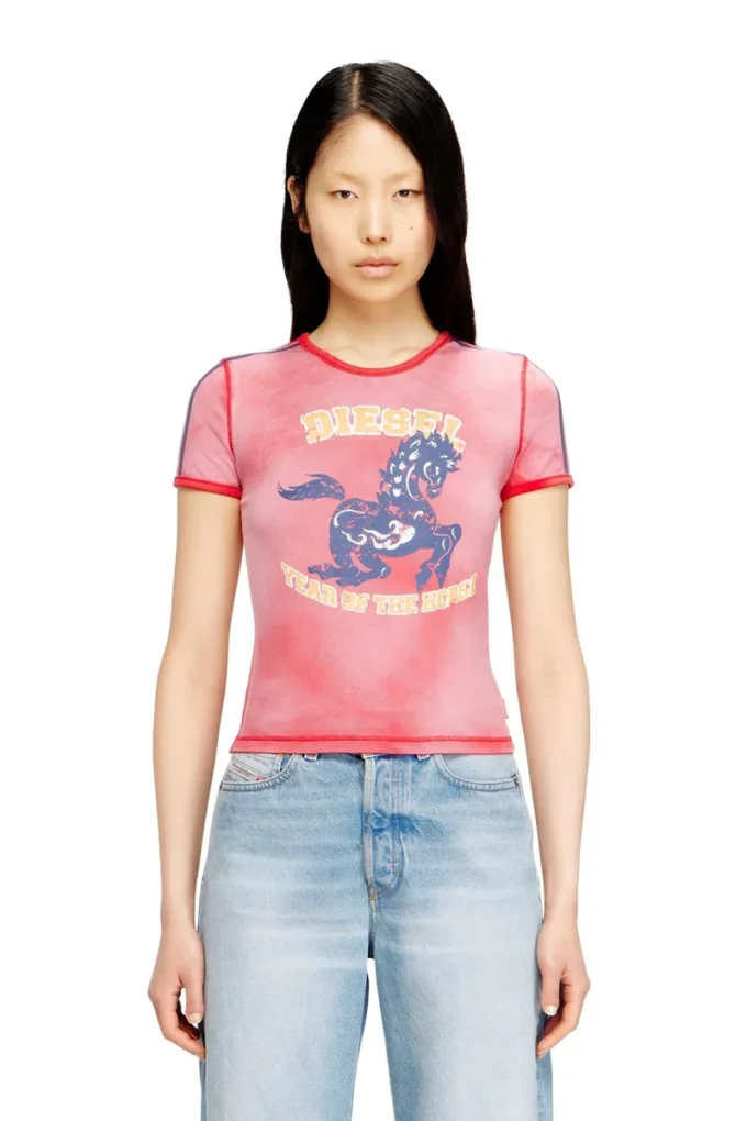 cl-t-uncutie-horse Cotton stretch T-shirt with horse graphic print