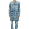 d-aberd-fsh1 Coat in lasered cotton-hemp denim