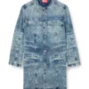 d-aberd-fsh1 Coat in lasered cotton-hemp denim