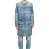 d-aberd-fsh1 Coat in lasered cotton-hemp denim