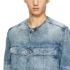 d-aberd-fsh1 Coat in lasered cotton-hemp denim