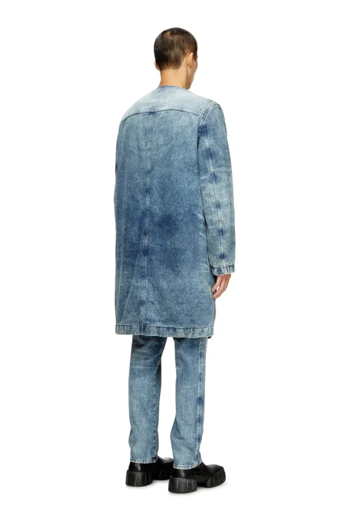 d-aberd-fsh1 Coat in lasered cotton-hemp denim