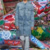 d-aberd-fsh1 Coat in lasered cotton-hemp denim