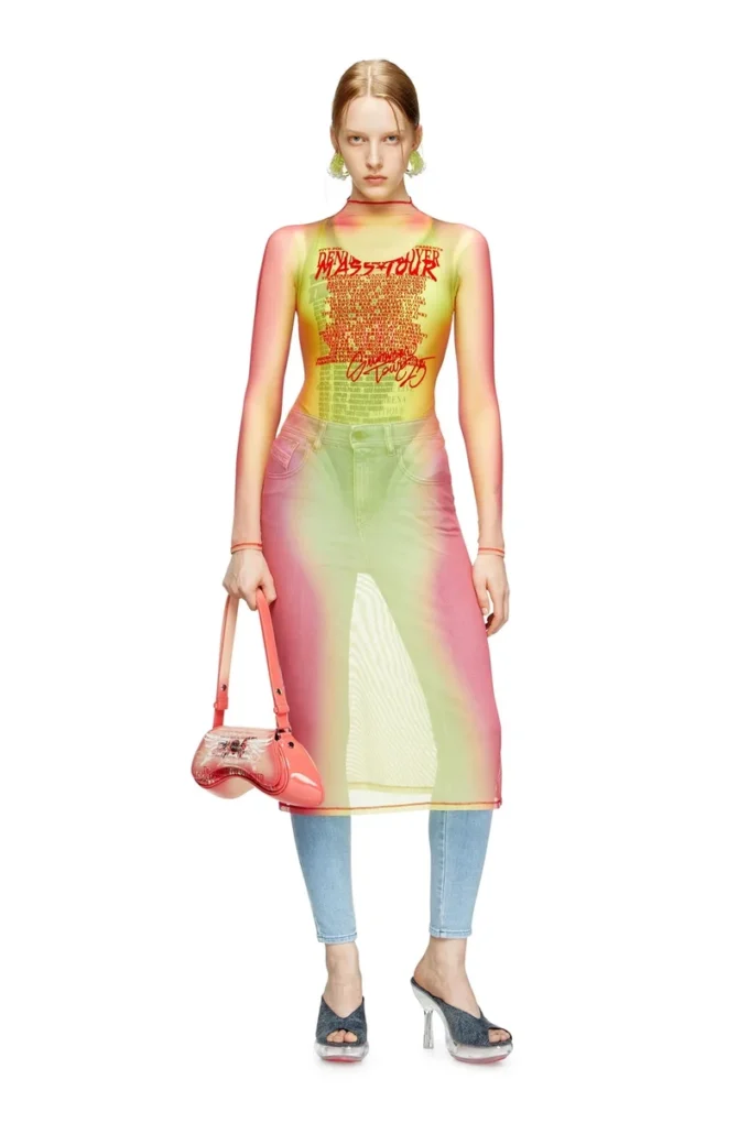 d-afnic Layered midi dress with lyrics print