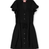 d-aikiri Cupro dress with V-neck and front buttons