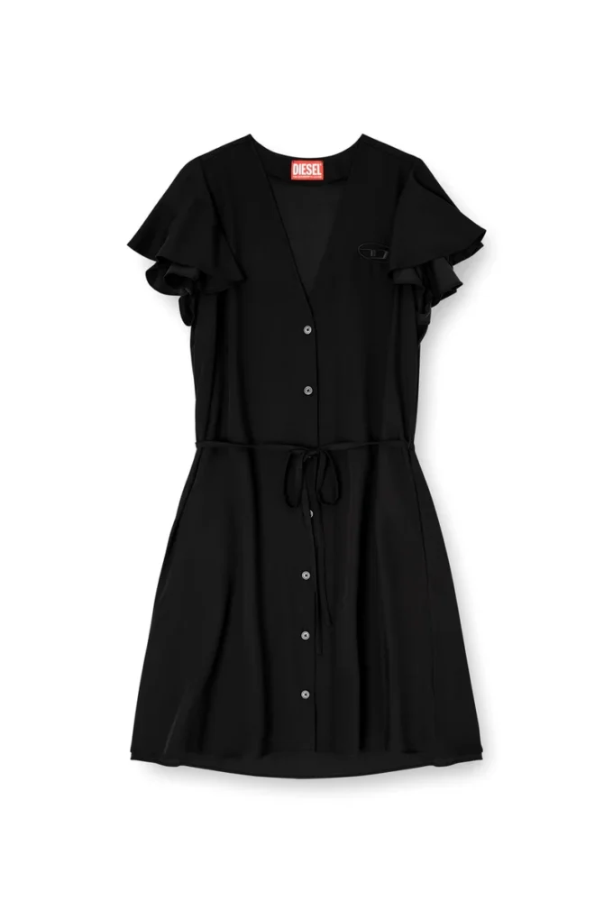 d-aikiri Cupro dress with V-neck and front buttons