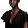 d-aikiri Cupro dress with V-neck and front buttons