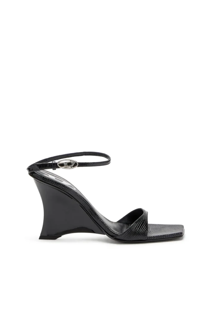 d-amber sandal wedge D-Amber-Wedge sandals in lizard-effect leather