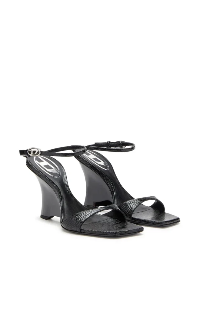 d-amber sandal wedge D-Amber-Wedge sandals in lizard-effect leather