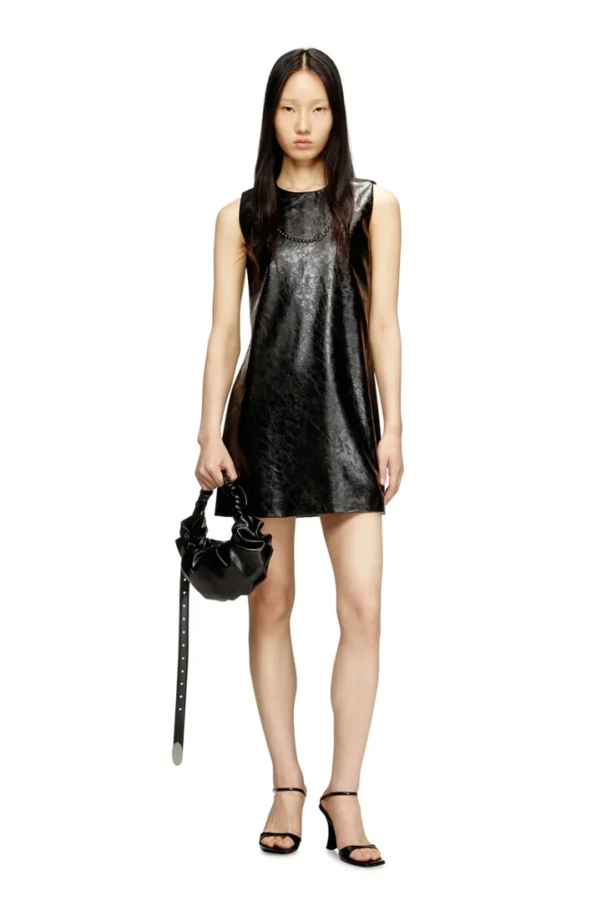 d-ares Coated mini dress with embossed Oval D