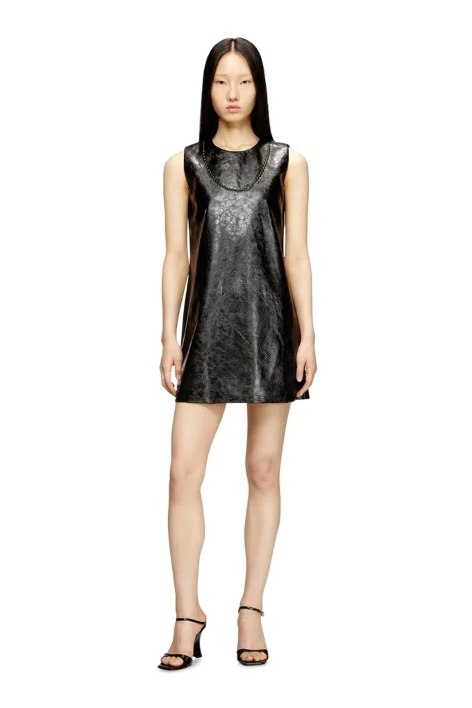 d-ares Coated mini dress with embossed Oval D