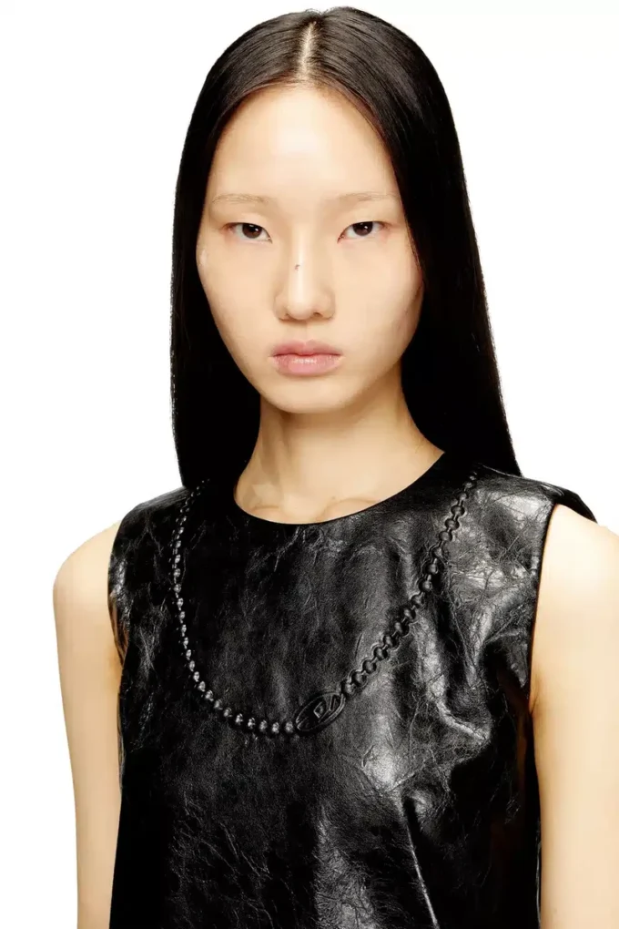 d-ares Coated mini dress with embossed Oval D