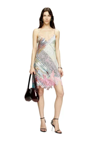 d-aria Viscose slip dress with Heraldic print