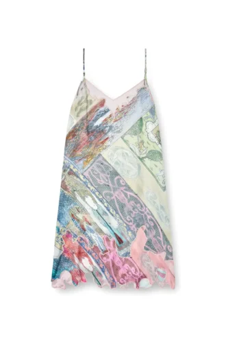 d-aria Viscose slip dress with Heraldic print