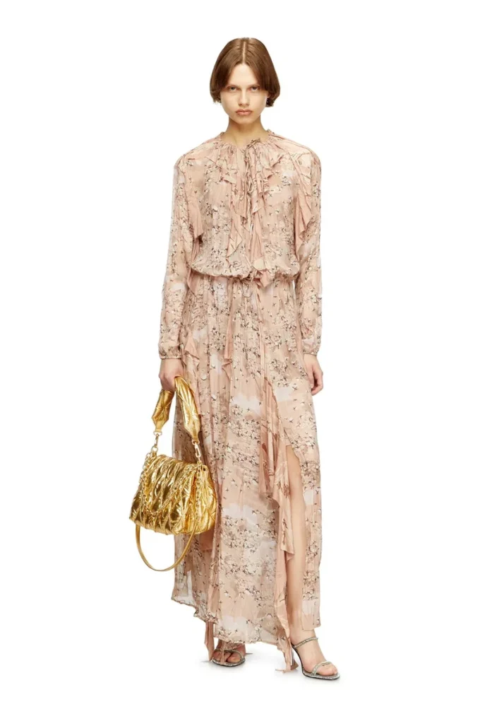 d-azzling-r1 Ruffled maxi dress in camo chiffon