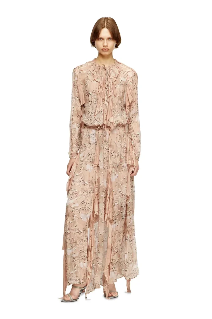d-azzling-r1 Ruffled maxi dress in camo chiffon