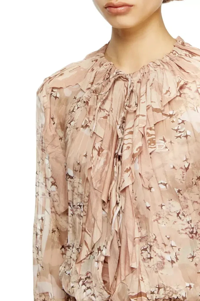 d-azzling-r1 Ruffled maxi dress in camo chiffon