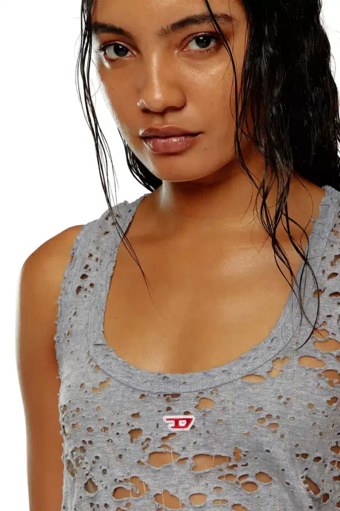 d-bilson Short tank dress with destroyed effect