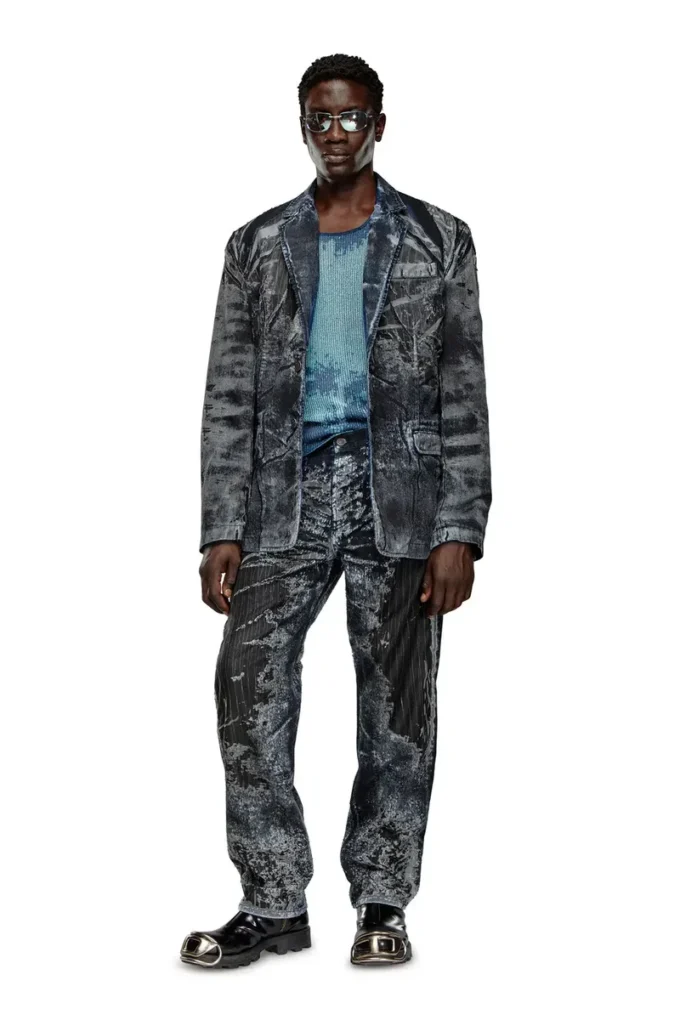 d-bla-dev-fse Blazer in pinstriped devoré denim
