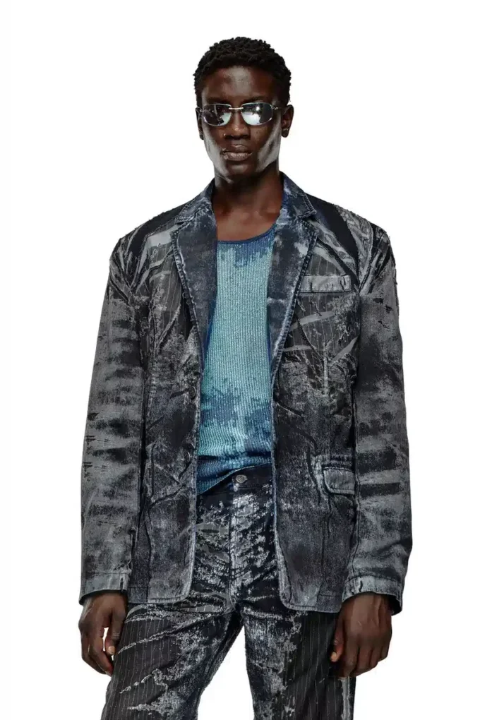 d-bla-dev-fse Blazer in pinstriped devoré denim