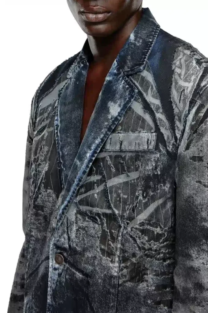 d-bla-dev-fse Blazer in pinstriped devoré denim