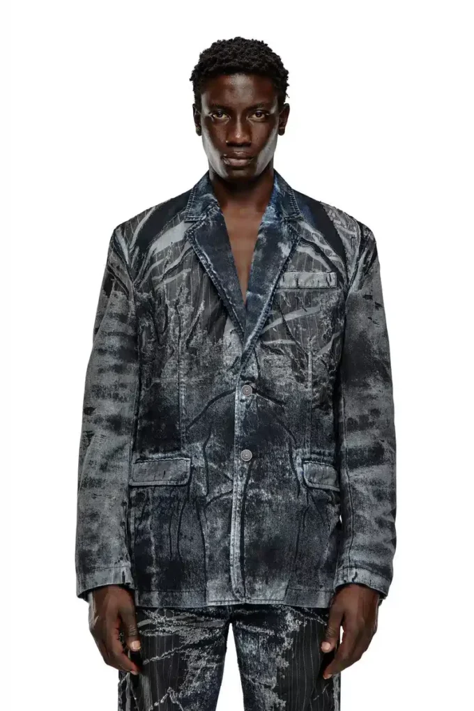 d-bla-dev-fse Blazer in pinstriped devoré denim