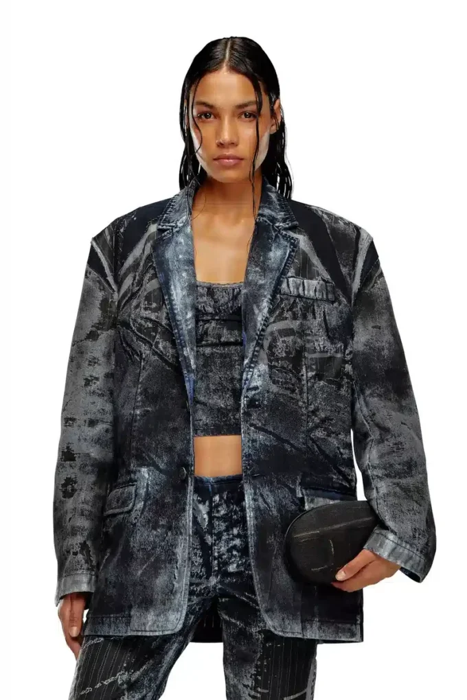d-bla-dev-fse Blazer in pinstriped devoré denim