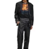 d-bla-fse Denim blazer with craquelé coating