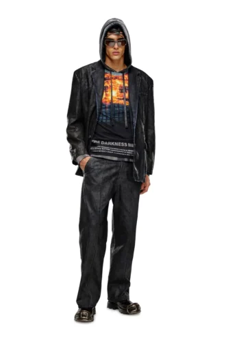 d-bla-fse Denim blazer with craquelé coating