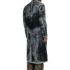 d-bla-long-dev-fse Coat in pinstriped devoré denim