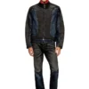 d-blenk-s Biker-style jacket in bicolour denim