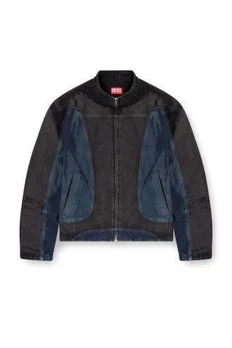 d-blenk-s Biker-style jacket in bicolour denim