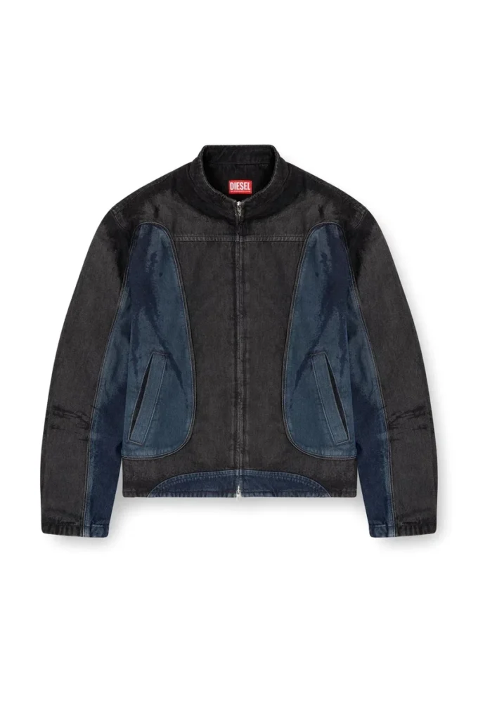 d-blenk-s Biker-style jacket in bicolour denim