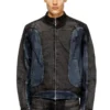 d-blenk-s Biker-style jacket in bicolour denim