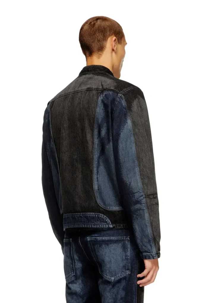 d-blenk-s Biker-style jacket in bicolour denim