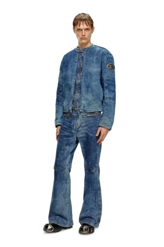 d-calur-fse Denim jacket with biker zip details