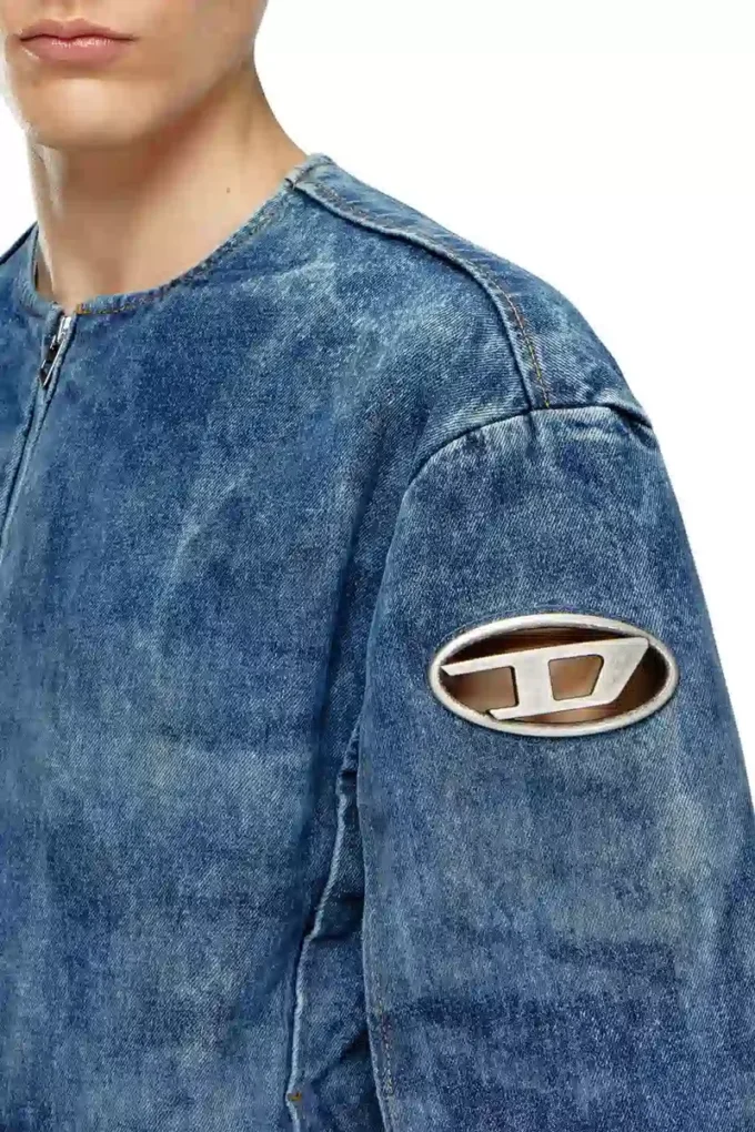 d-calur-fse Denim jacket with biker zip details