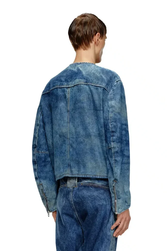 d-calur-fse Denim jacket with biker zip details